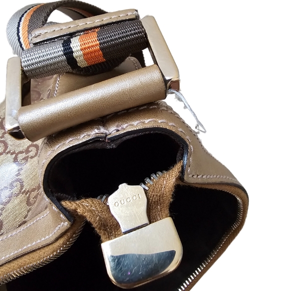 GUCCI GG CRYSTAL SHERRY LINE SHOULDER BAG GOLD BROWN ORANGE! - Picture 6 of 7